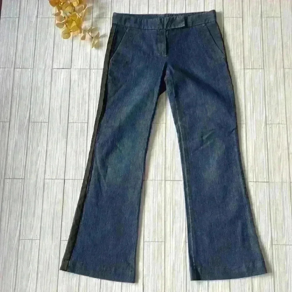 Theory Dark Blue Jeans with Black Side Stripe